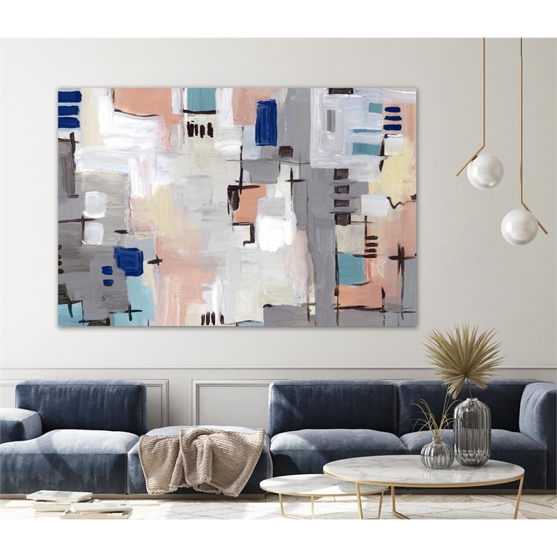 Giant Art 84x54 Intertwining Grid I Fine Art Giant Canvas Print in Multi-Color