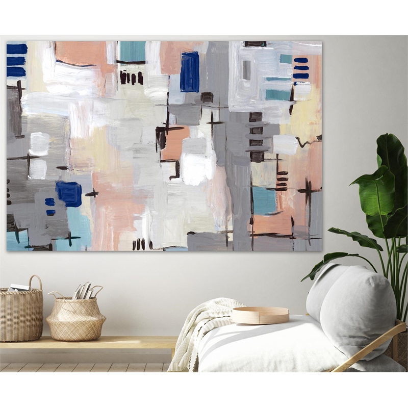 Giant Art 72x48 Intertwining Grid I Fine Art Giant Canvas Print in Multi-Color