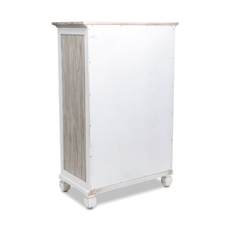 Sea Wind Florida Islamorada Wood Chest with 5 Drawers in Gray/White