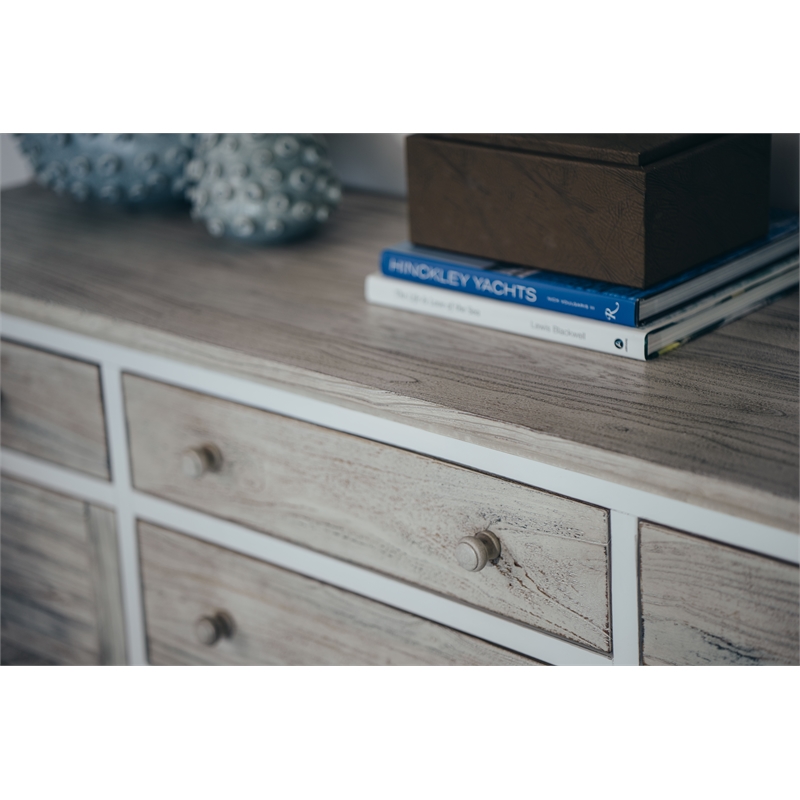 Sea Wind Florida Islamorada Wood Dresser with 6 Drawers in Gray/White