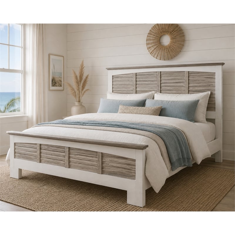 Sea Wind Florida Islamorada Wood King Headboard in Gray/White
