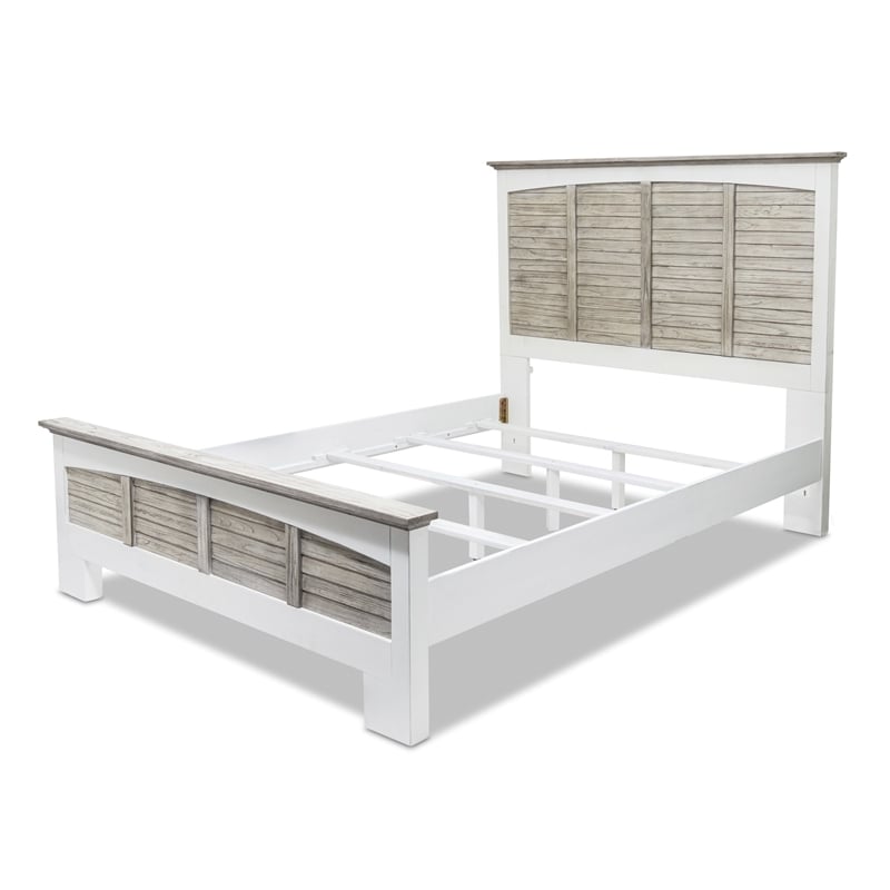 Sea Wind Florida Islamorada Coastal Wood Queen Bed in Gray/White