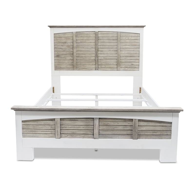 Sea Wind Florida Islamorada Coastal Wood Queen Bed in Gray/White