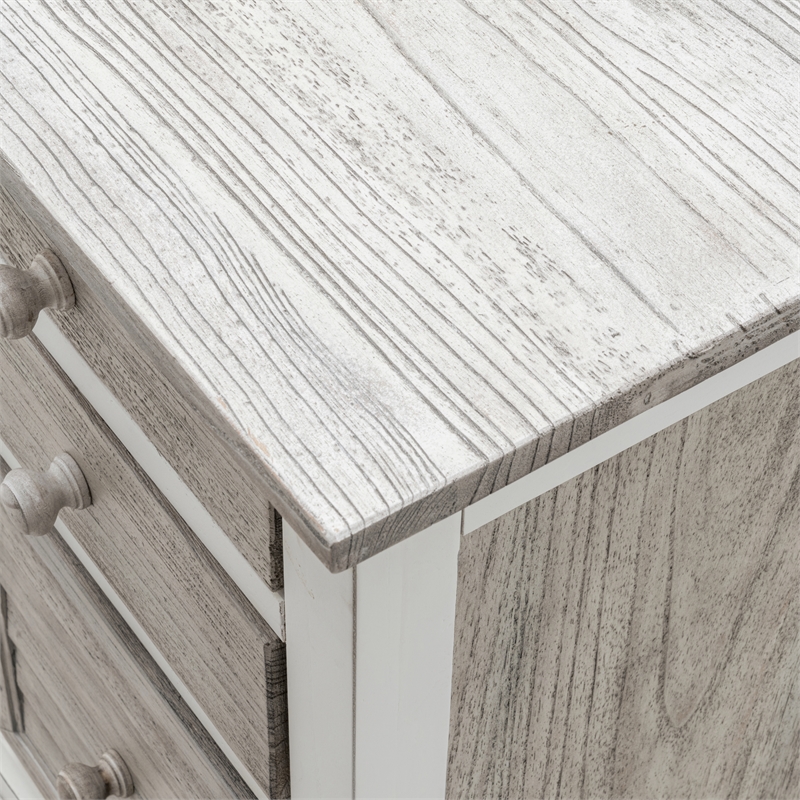 Sea Wind Florida Islamorada Wood Desk & Chair Set in Gray/White