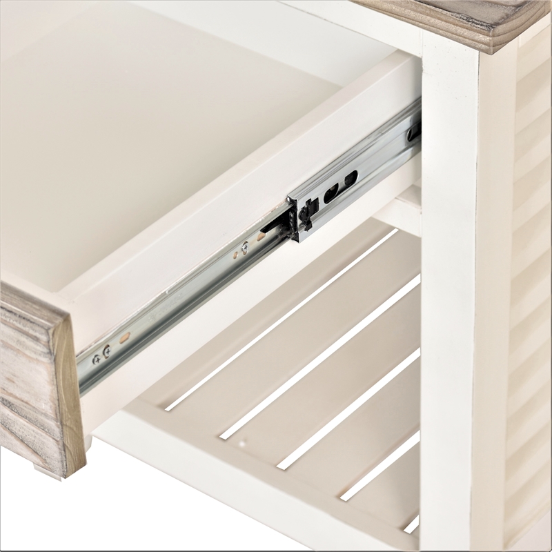 Sea Wind Florida Islamorada Wood End Table with Drawer in Gray/White