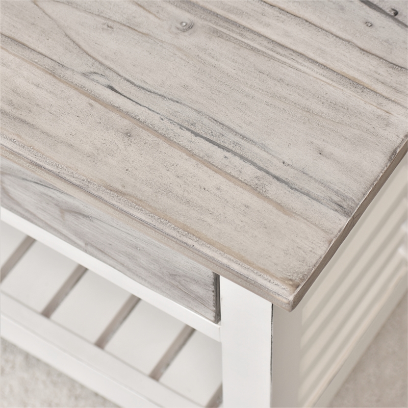 Sea Wind Florida Islamorada Wood Coffee Table with Drawers in Gray/White