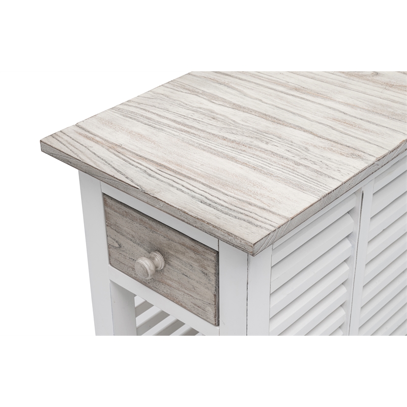 Sea Wind Florida Islamorada Wood Chairside Table with Drawer in Gray/White