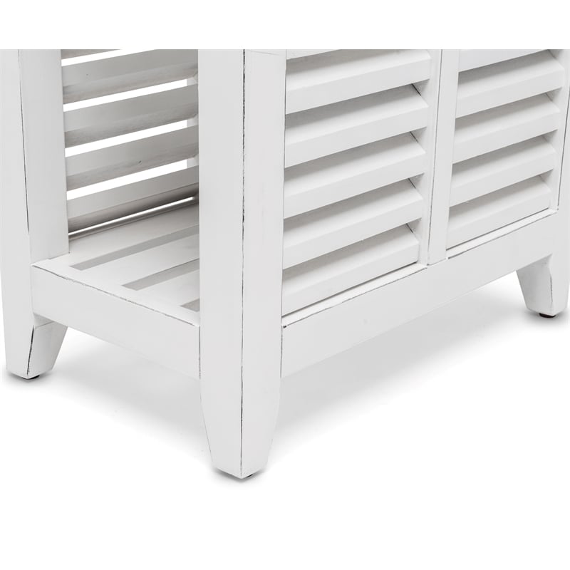 Sea Wind Florida Islamorada Wood Chairside Table with Drawer in Gray/White