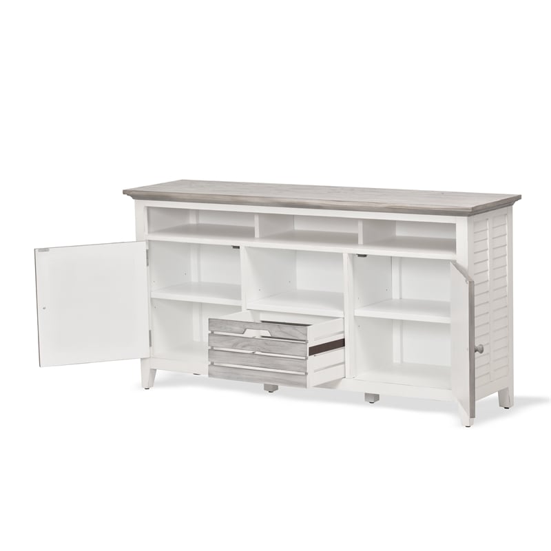 Sea Wind Florida Islamorada 2-Door Wood Entertainment Center in Gray/White