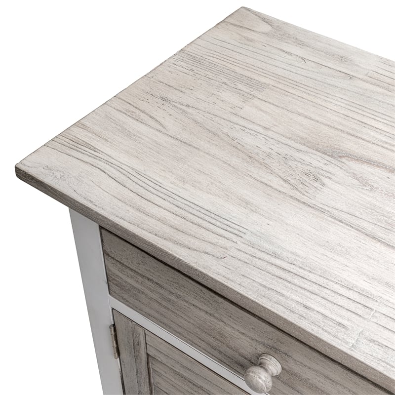 Sea Wind Florida Islamorada Wood Sideboard with Wine Rack in Gray/White