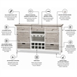 Sea Wind Florida Islamorada Wood Sideboard with Wine Rack in Gray/White