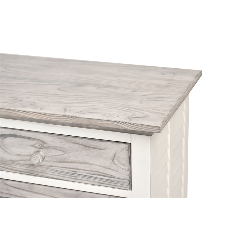 Sea Wind Florida Islamorada Wood Sideboard with Wine Rack in Gray/White