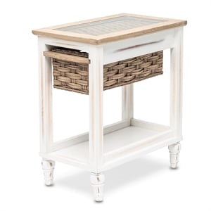 Sea Wind Florida Island Breeze Wood Chairside Table in White/Brown