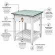 Sea Wind Florida Picket Fence Wood End Table with Drawer in White/Blue