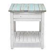 Sea Wind Florida Picket Fence Wood End Table with Drawer in White/Blue
