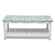 Sea Wind Florida Picket Fence Wood Coffee Table in White/Blue