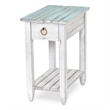 Sea Wind Florida Picket Fence Wood Chairside Table with Drawer - Blue