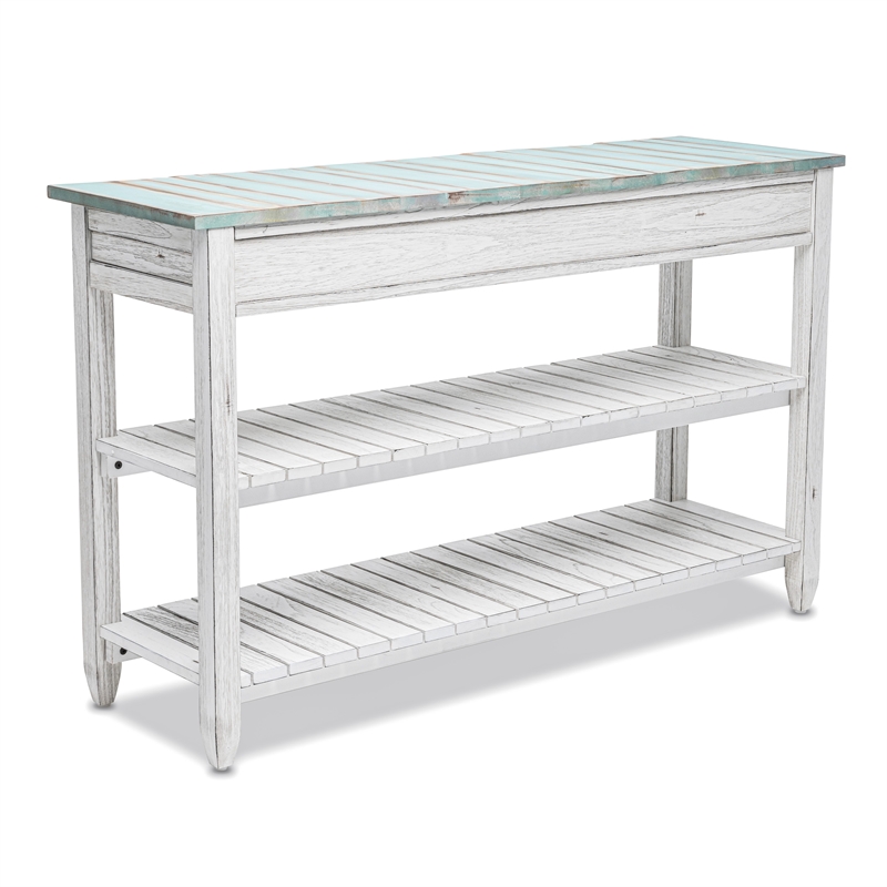 Sea Wind Florida Picket Fence Wood Entertainment Center with Drawers in Blue