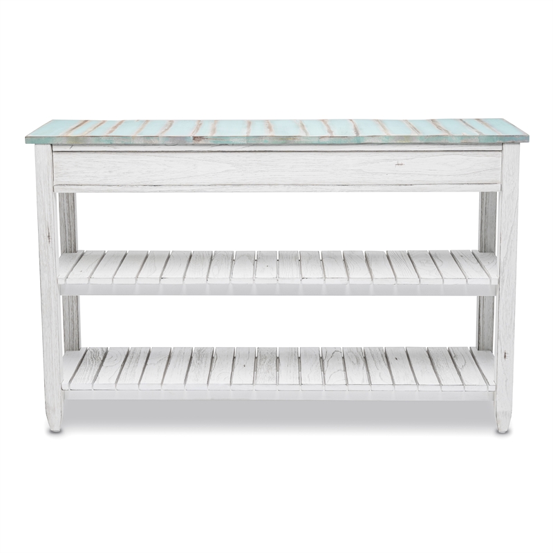 Sea Wind Florida Picket Fence Wood Entertainment Center with Drawers in Blue