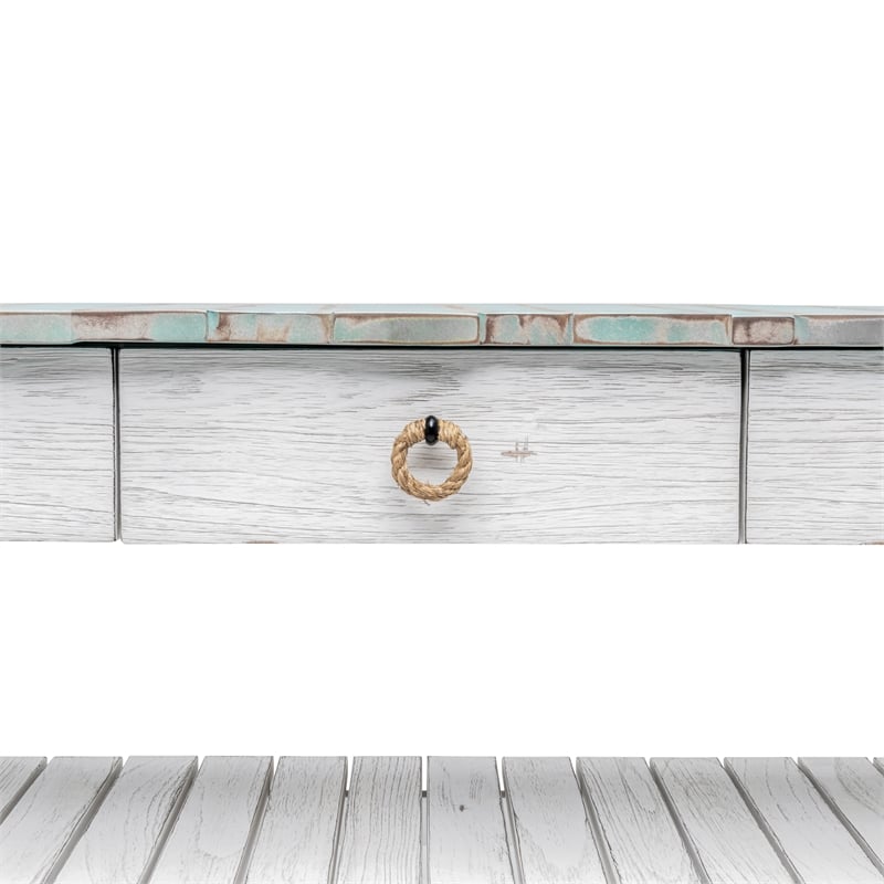 Sea Wind Florida Picket Fence Wood Entertainment Center with Drawers in Blue