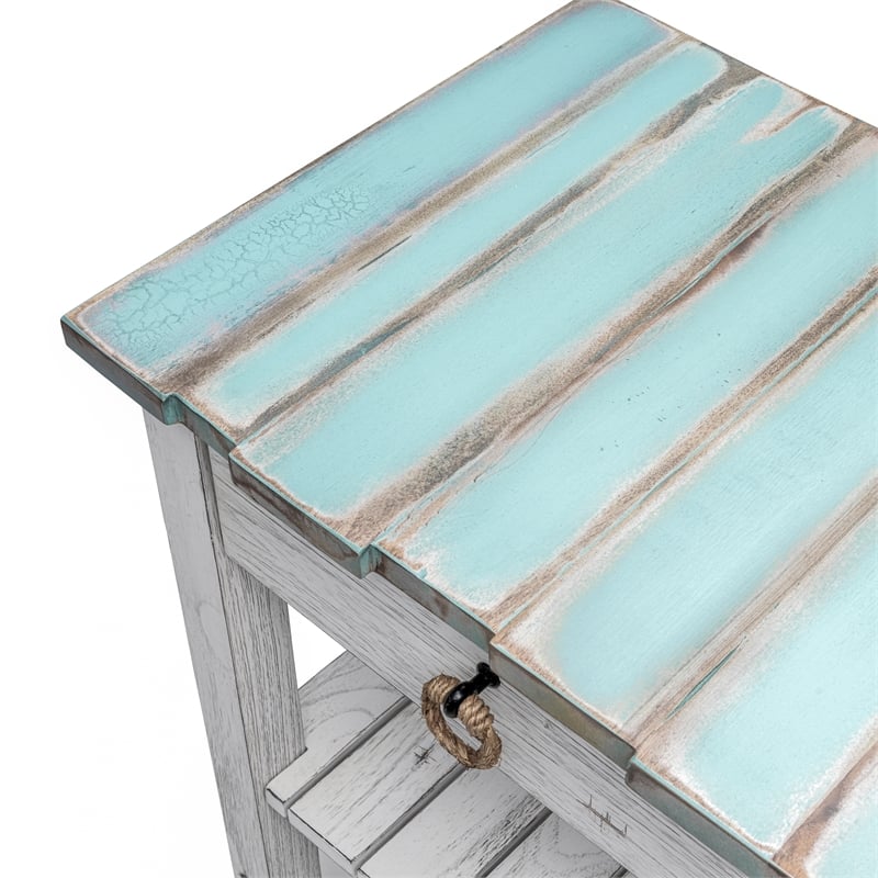 Sea Wind Florida Picket Fence Wood Entertainment Center with Drawers in Blue