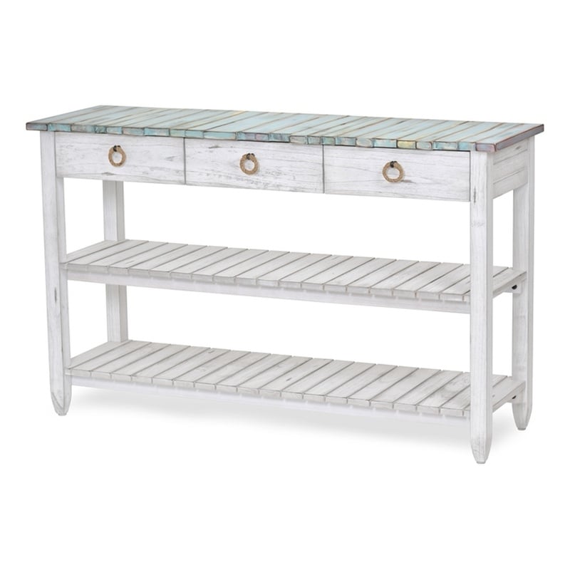 Sea Wind Florida Picket Fence Wood Entertainment Center with Drawers in Blue