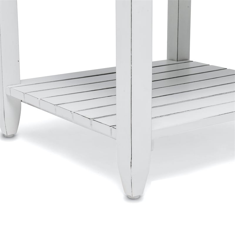 Sea Wind Florida Picket Fence Wood End Table with Drawer in White/Gray