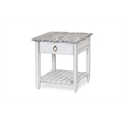 Sea Wind Florida Picket Fence Wood End Table with Drawer in White/Gray