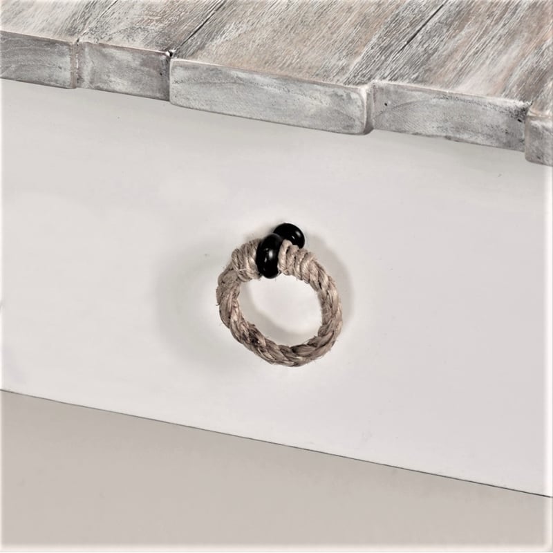 Sea Wind Florida Picket Fence Wood Console Table with Drawers in White/Gray