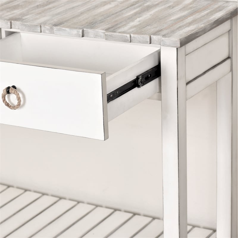 Sea Wind Florida Picket Fence Wood Console Table with Drawers in White/Gray