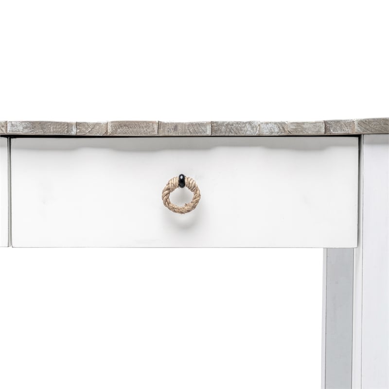 Sea Wind Florida Picket Fence Wood Console Table with Drawers in White/Gray