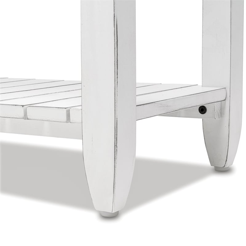 Sea Wind Florida Picket Fence Wood Console Table with Drawers in White/Gray