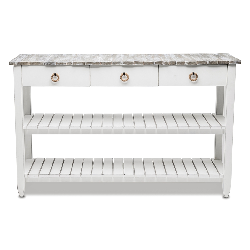 Sea Wind Florida Picket Fence Wood Entertainment Center with Drawers in Gray