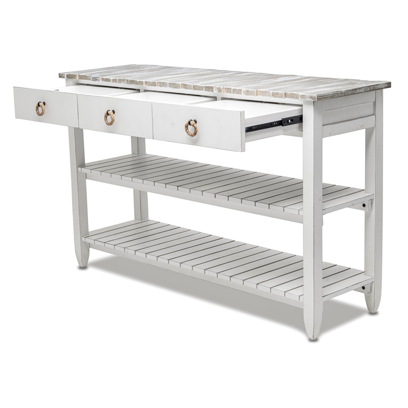 Sea Wind Florida Picket Fence Wood Entertainment Center with Drawers in Gray