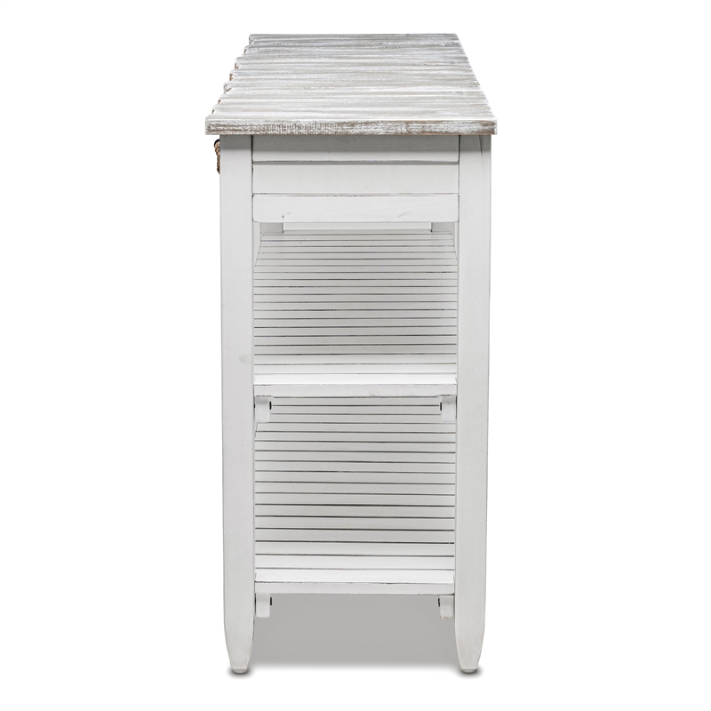 Sea Wind Florida Picket Fence Wood Entertainment Center with Drawers in Gray