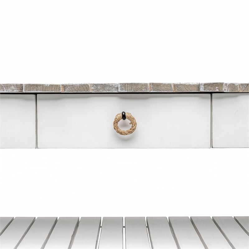 Sea Wind Florida Picket Fence Wood Entertainment Center with Drawers in Gray