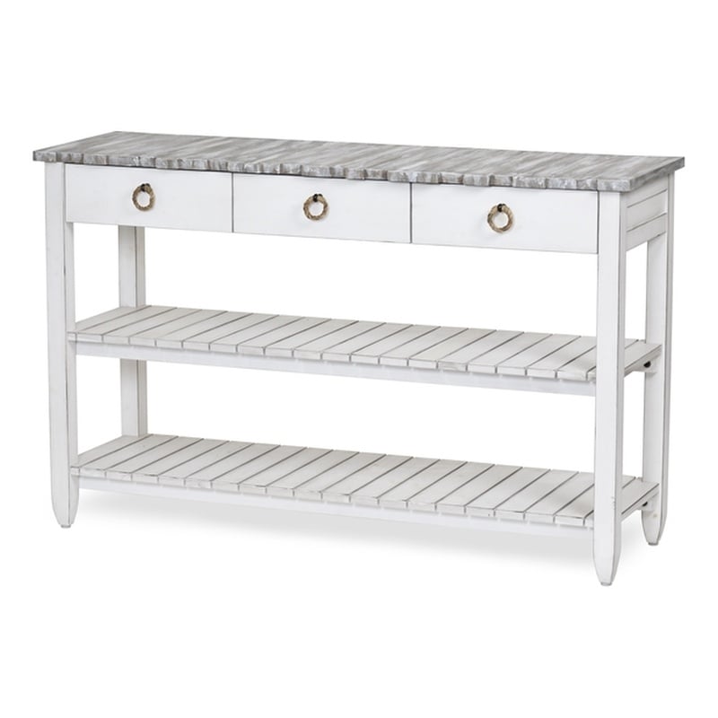 Sea Wind Florida Picket Fence Wood Entertainment Center with Drawers in Gray