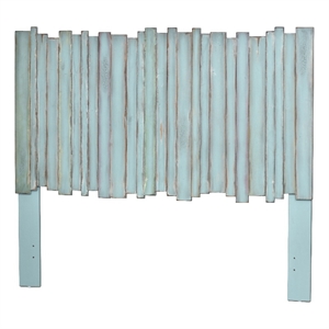 sea wind florida picket fence coastal wood queen headboard in blue