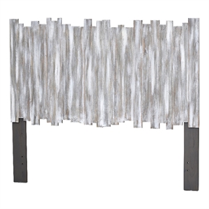 sea wind florida picket fence coastal wood twin headboard in gray/white