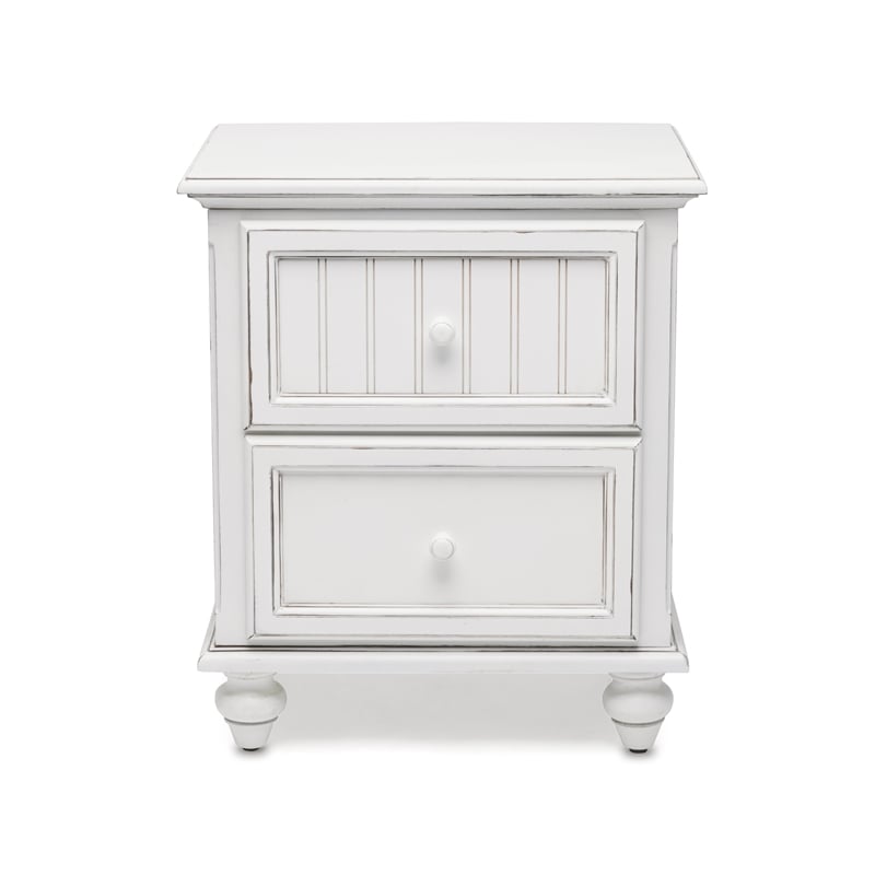 Sea Wind Florida Monaco Wood Nightstand with 2 Drawers in White