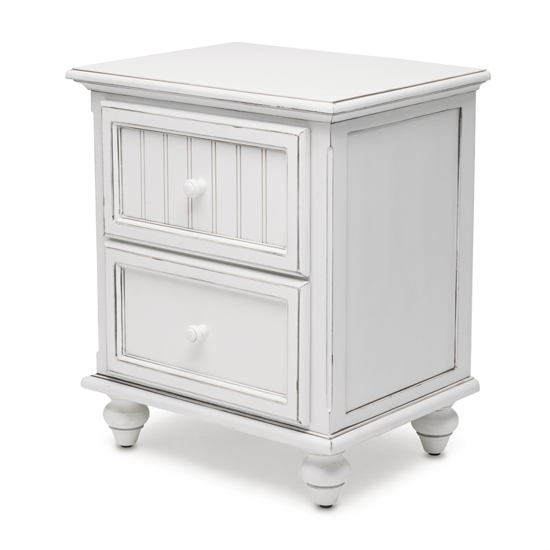 Sea Wind Florida Monaco Wood Nightstand with 2 Drawers in White