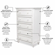 Sea Wind Florida Monaco Coastal Wood Chest with 5 Drawers in White