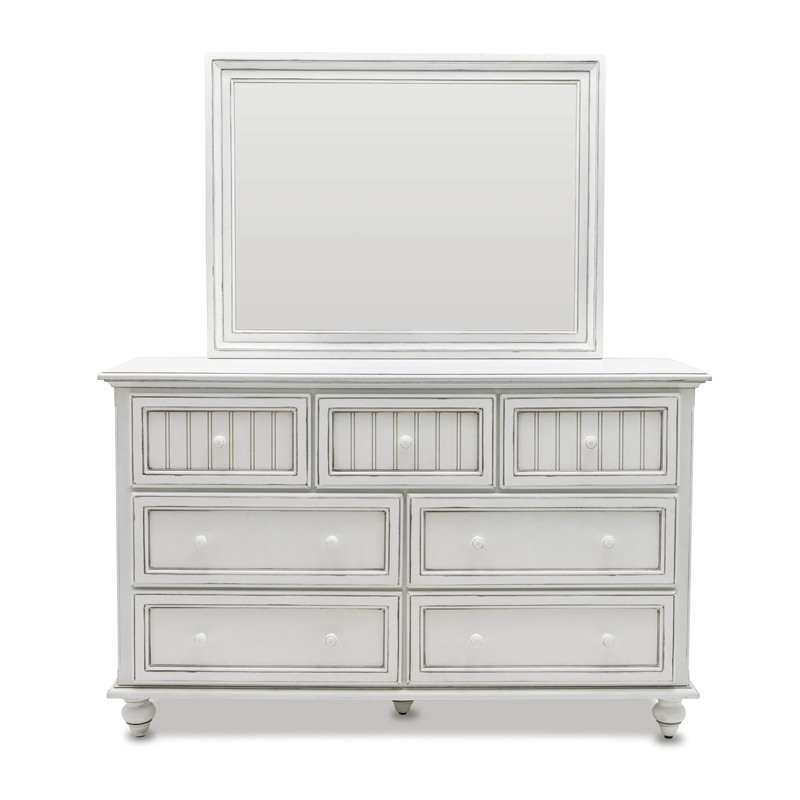 Sea Wind Florida Monaco Coastal Wood Dresser with 7 Drawers in White