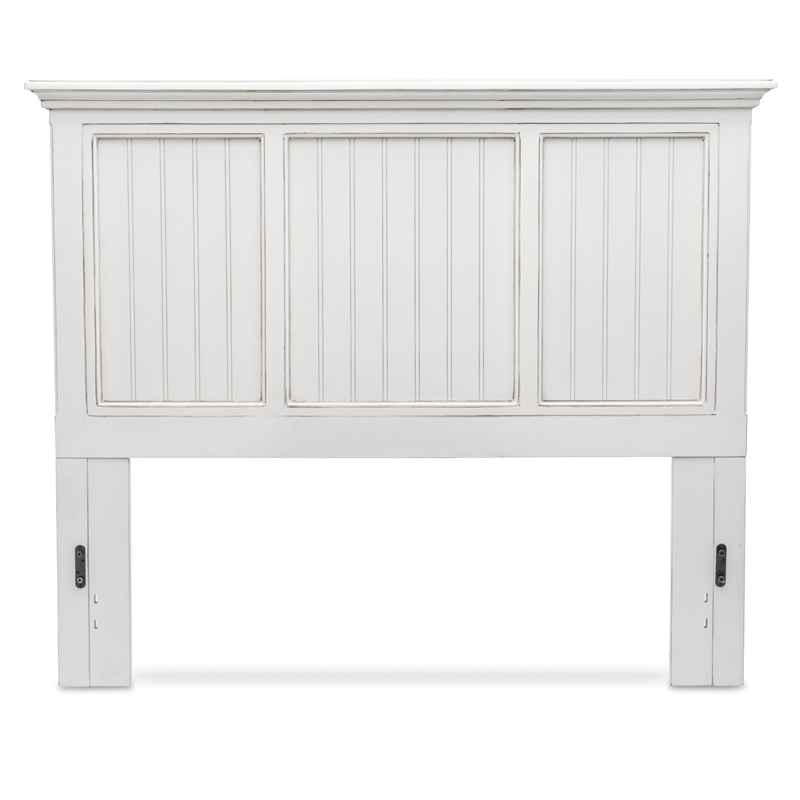 Sea Wind Florida Monaco Coastal Solid Wood Queen Headboard in White