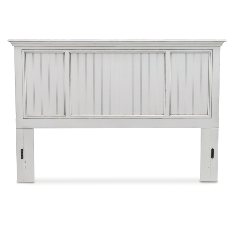 Sea Wind Florida Monaco Coastal Solid Wood King Headboard in White