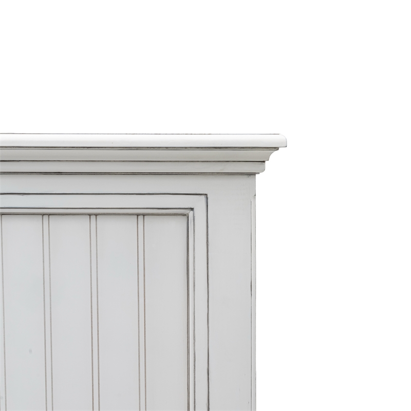 Sea Wind Florida Monaco Coastal Solid Wood King Headboard in White