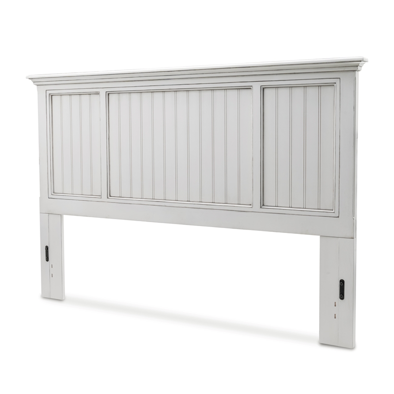 Sea Wind Florida Monaco Coastal Solid Wood King Headboard in White