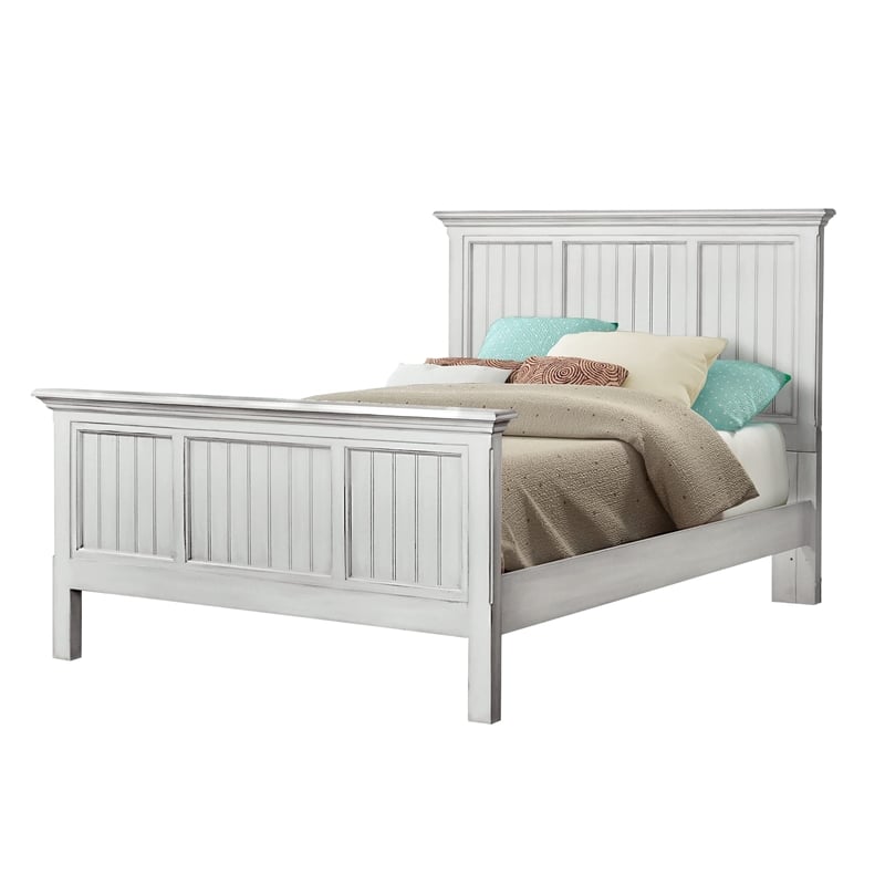 Sea Wind Florida Monaco Coastal Wood Queen Panel Bed in White