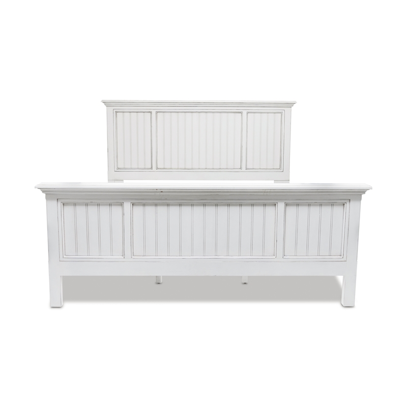 Sea Wind Florida Monaco Coastal Wood King Panel Bed in White