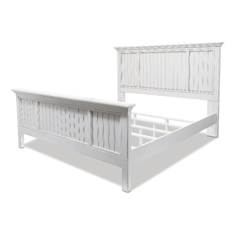 Sea Wind Florida Monaco Coastal Wood King Panel Bed in White
